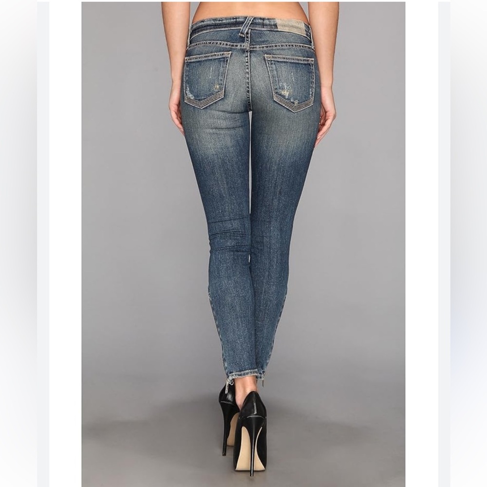 Elizabeth and James‎ Textile Skinny Jeans Distressed Raw Hem Blue Boho Casual